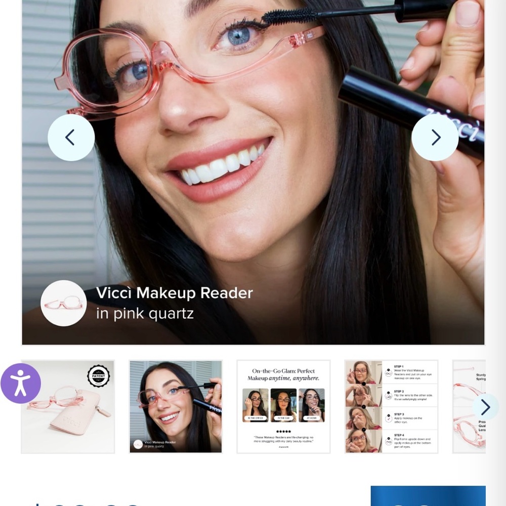 Vicci Pink Quartz Makeup Reader Glasses (new)